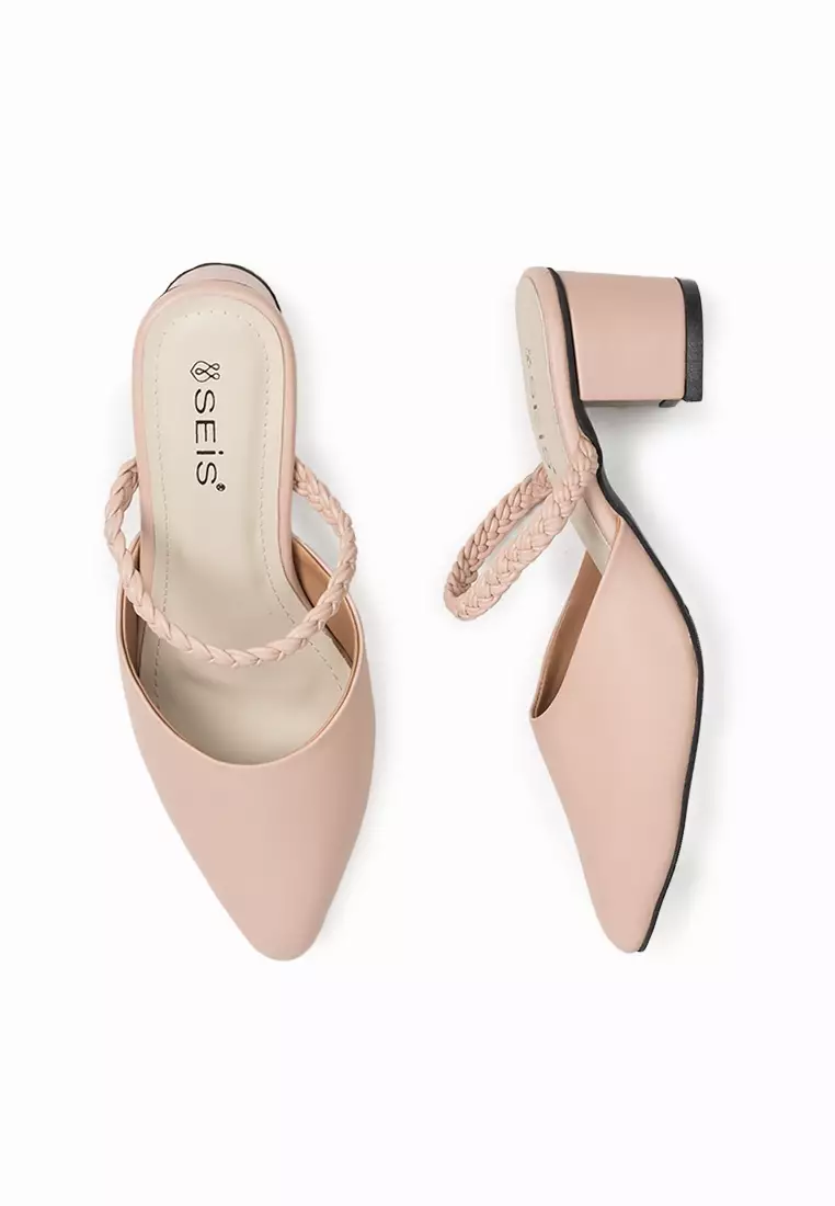Seis Vania Sandal Mules Heels Wanita - Heels Slip On 5Cm-PEACH