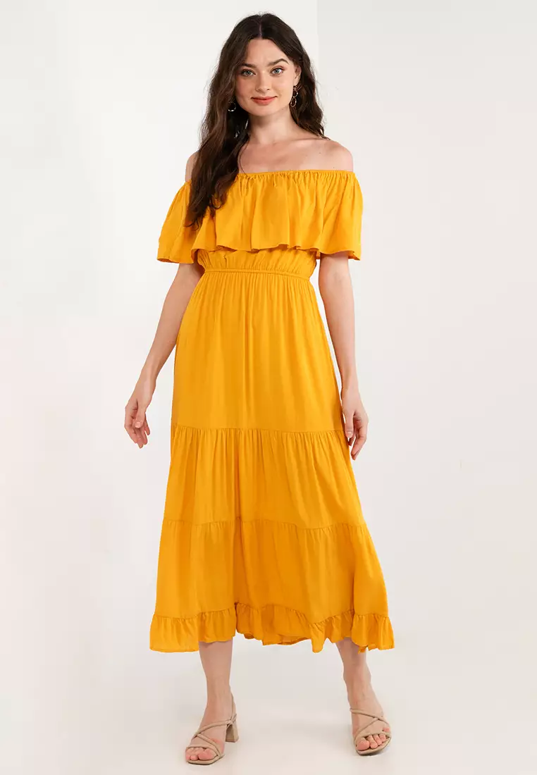 womens off shoulder maxi dress
