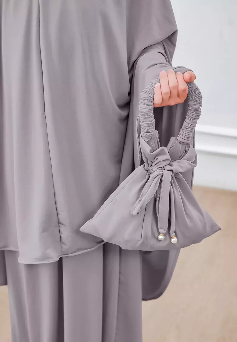 Zelena - Raudhia Prayer Set | Mukena French Khimar Set - Lava Grey - Remaja