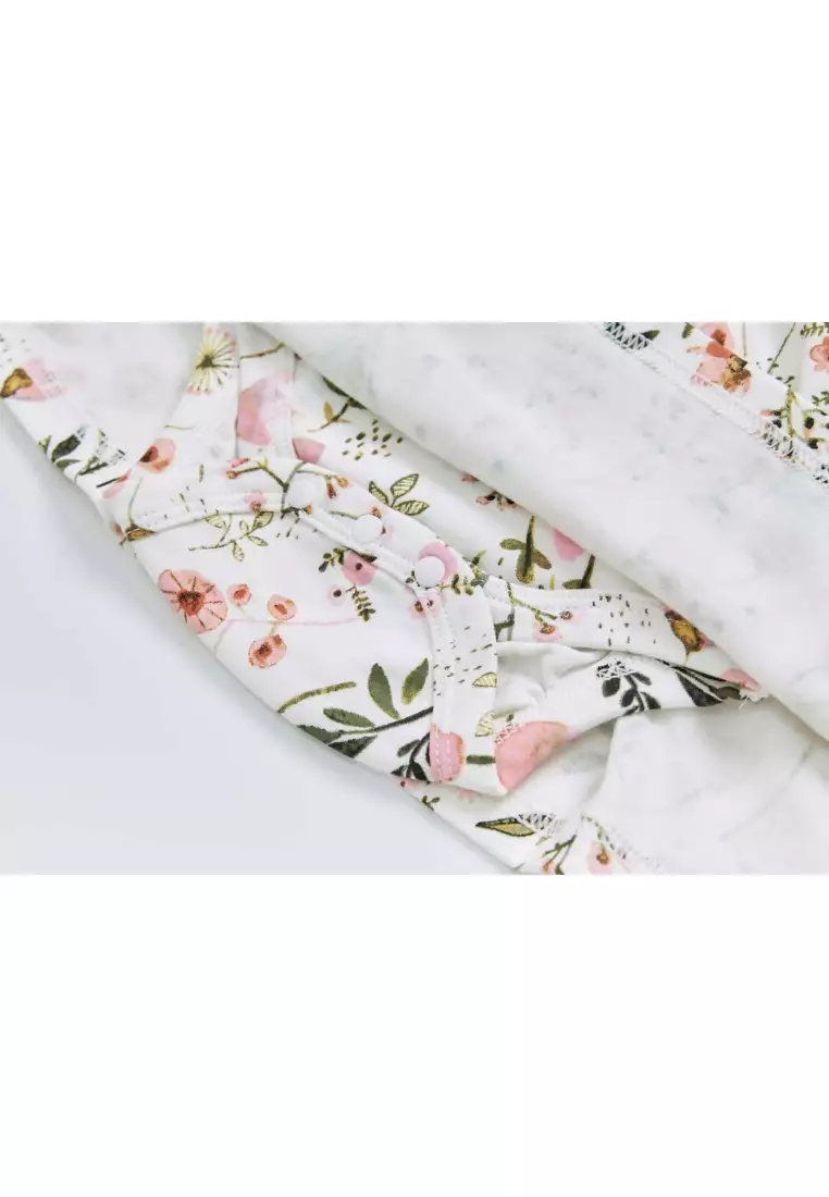 嬰兒女孩粉色花卉連體衣連粉色開襟羊毛衫 兩件套裝