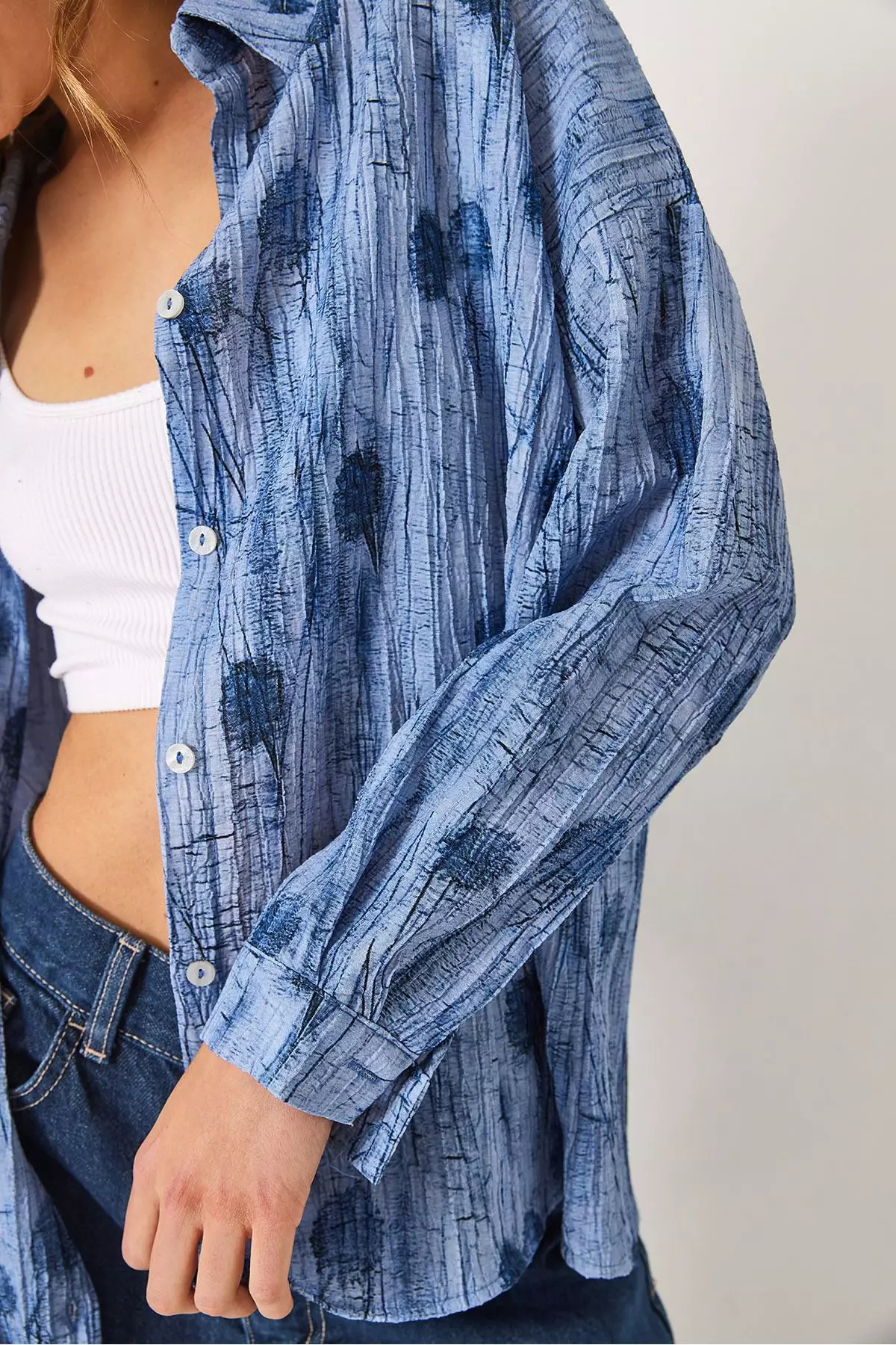 Women's Off Shoulder Print Oversize Shirt 60398 60271063