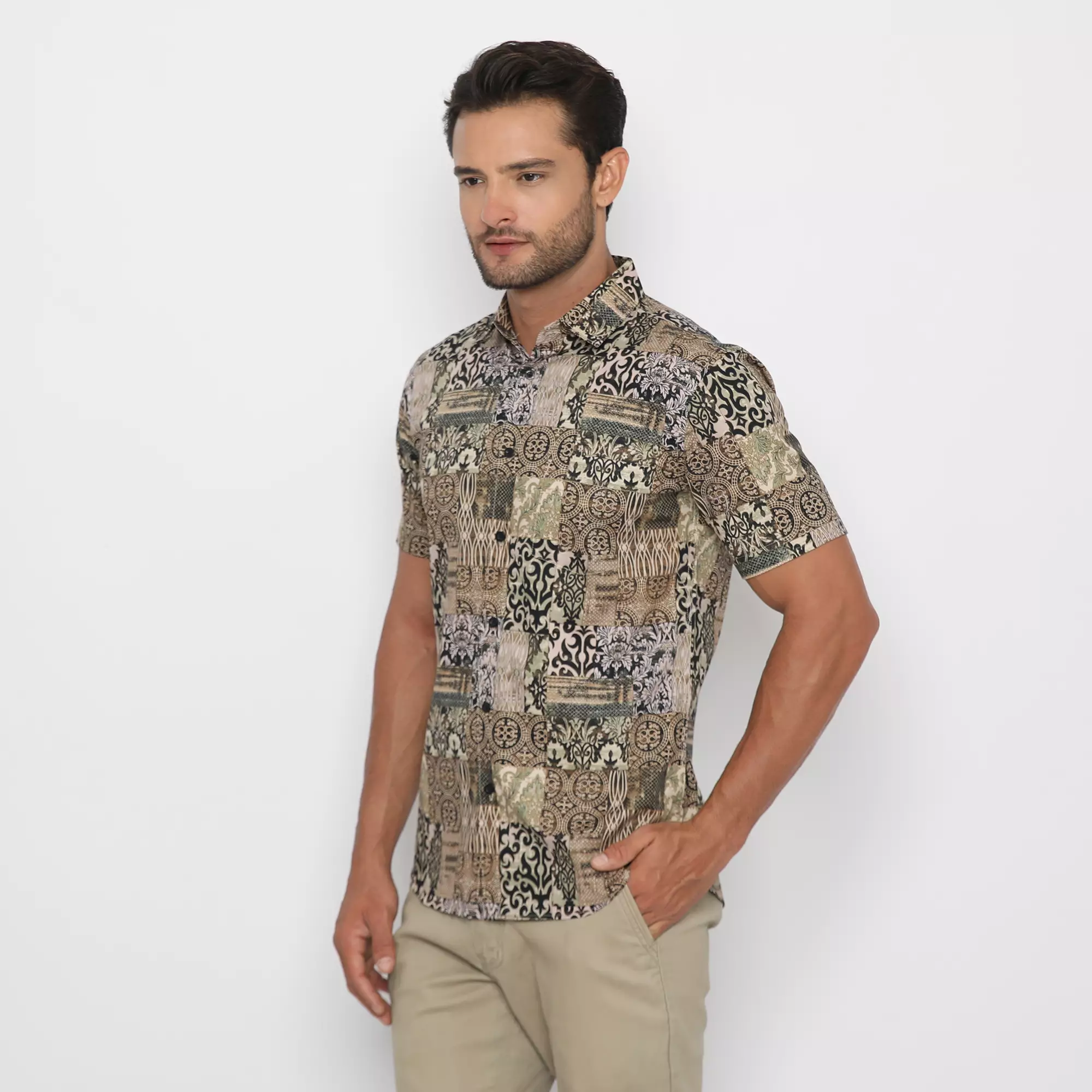 Platini Kemeja Hawai Pria Lengan Pendek Coklat 132150