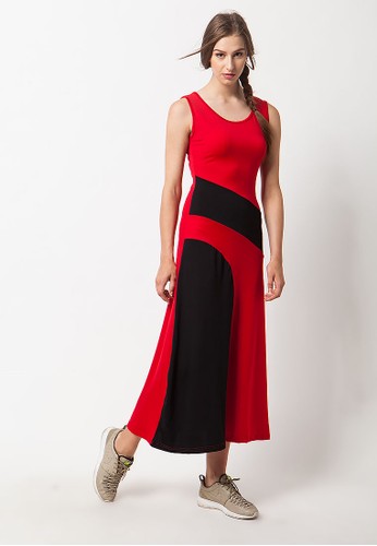 duapola Block Combination Long Dress