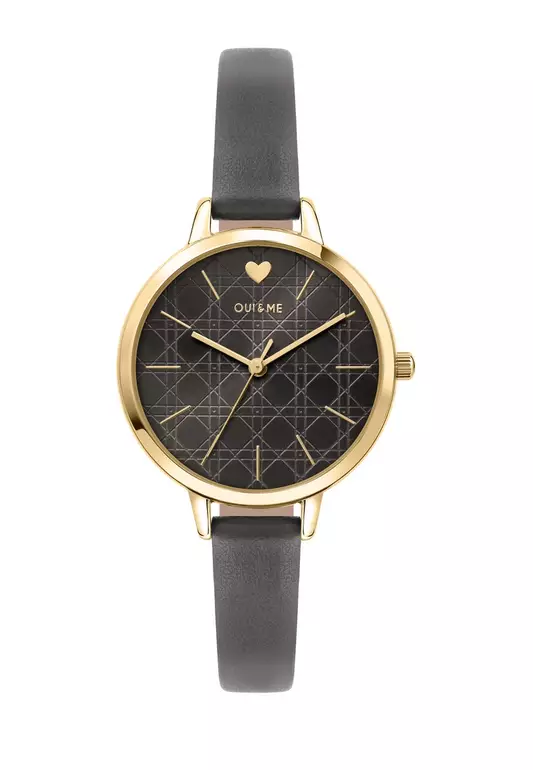 [Sustainable Watch] Oui & Me Petite Amourette Quartz Watch Dark Grey Leather Strap ME010150