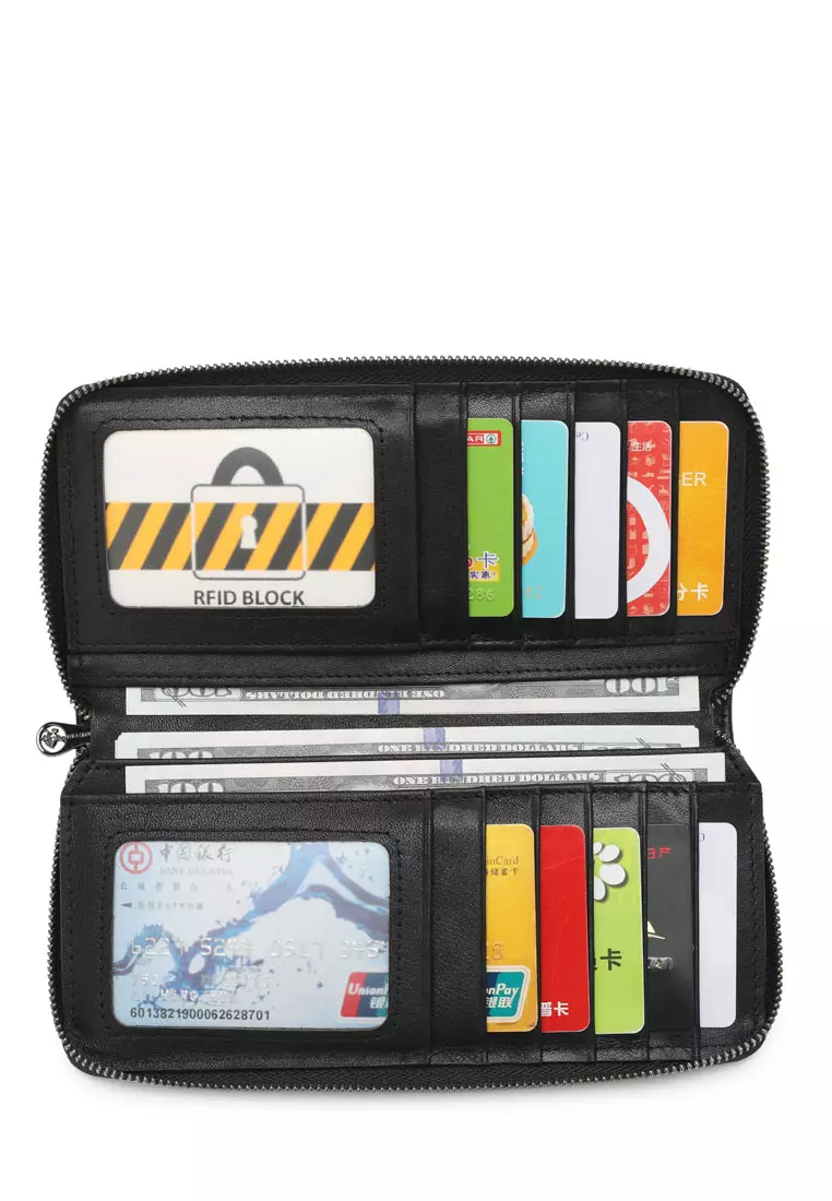 Men's Genuine Leather Zipper Long Wallet  (Dompet Panjang Resleting Kulit Asli) - Hitam