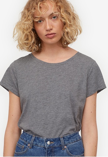 curved hem t shirt h&m