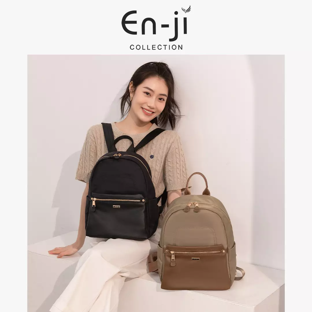 En-ji Mirea Backpack Wanita Warna Khaki
