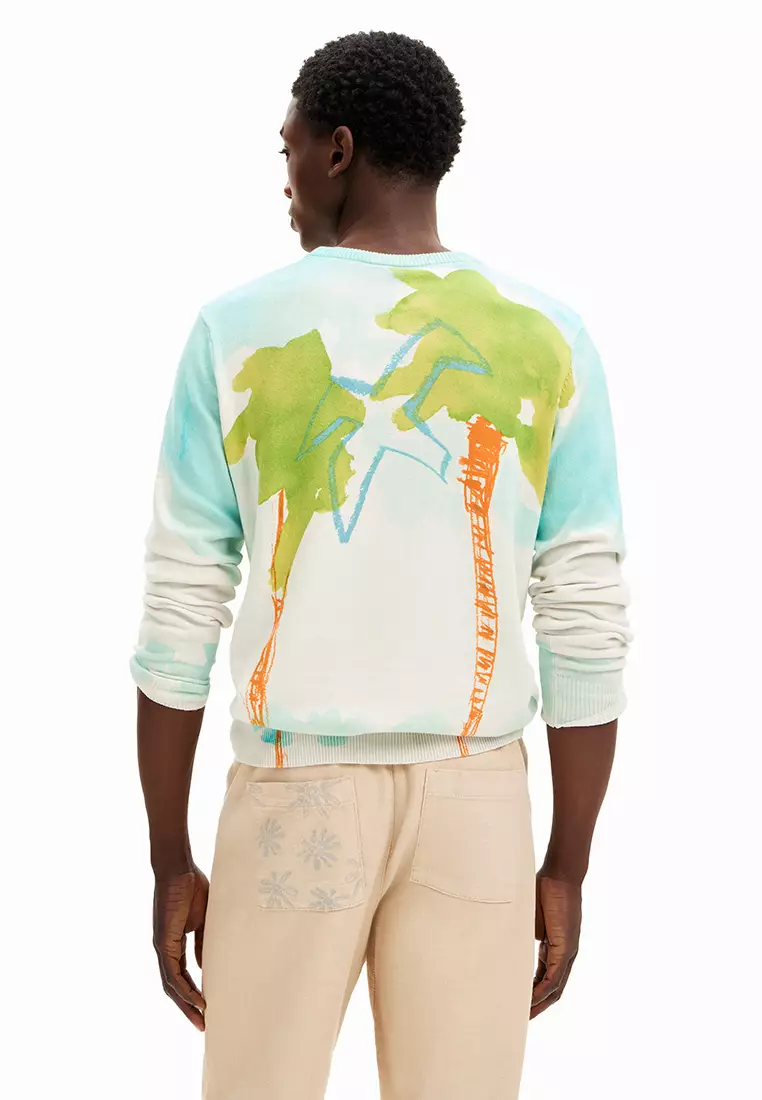 Desigual Man Watercolor knit sweater.