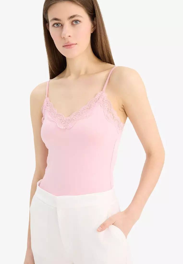 Slim Fit Slim Fit V-Neck Lace Snap Body E8483Ax25Sp