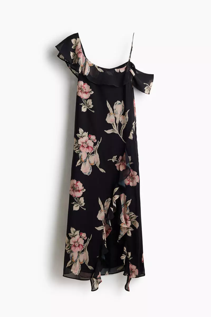 Asymmetric cold shoulder dress