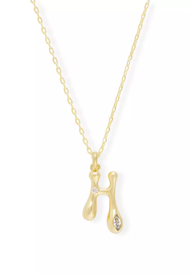 Gold letter sale h necklace