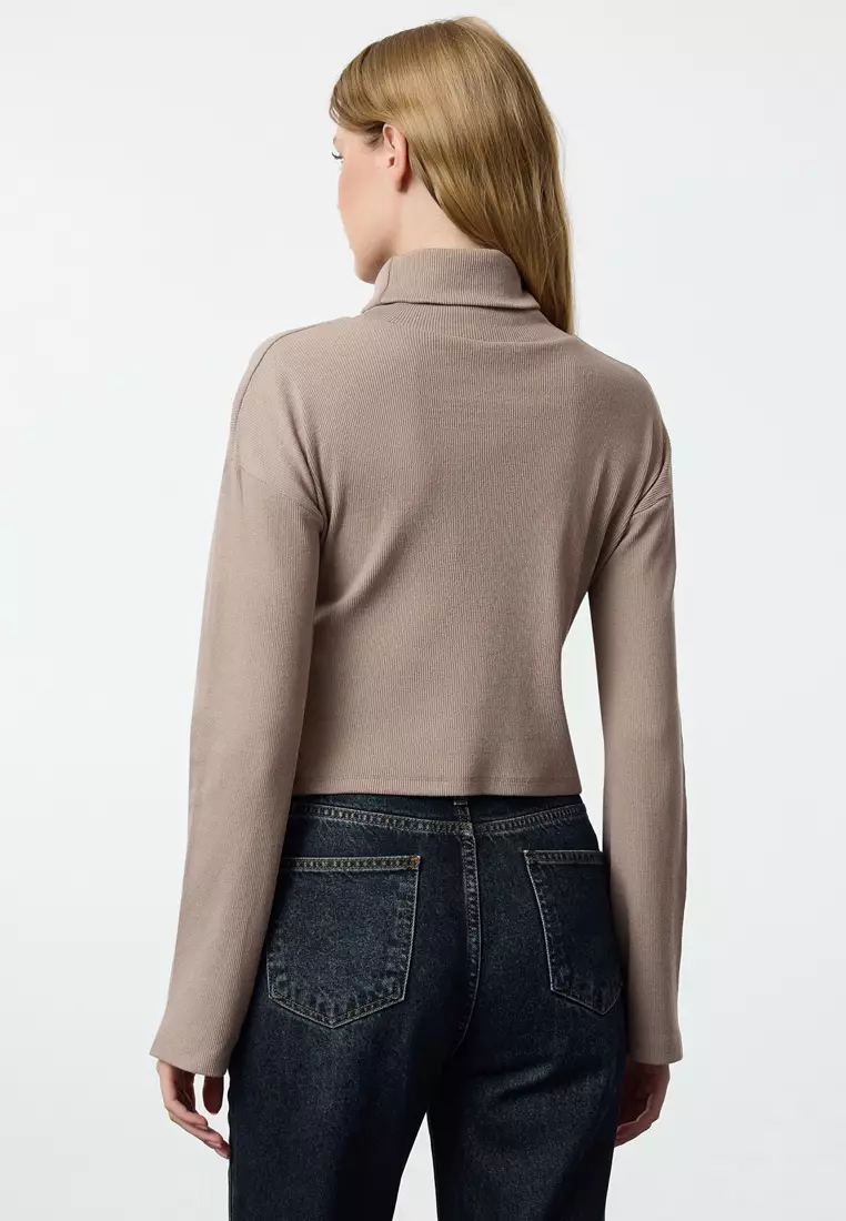 Turtleneck Rib Crop Top