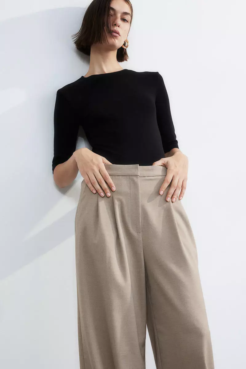 High waisted wide on sale leg pants h&m