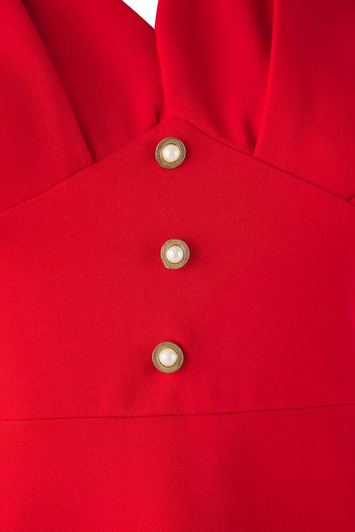 Red V-Neck Midi Finike Woven Plus Size Dress