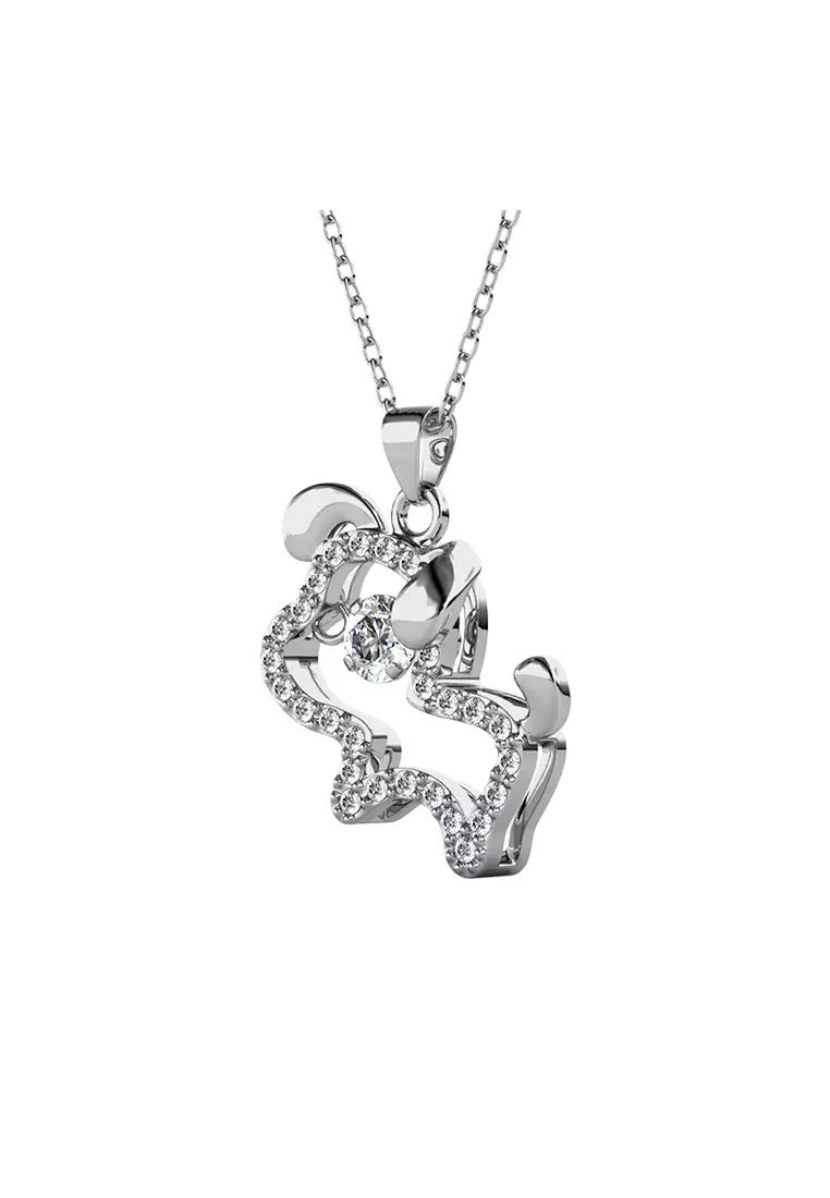 Dancing Shio Pendant Dog - Kalung Crystal Swarovski by Her Jewellery