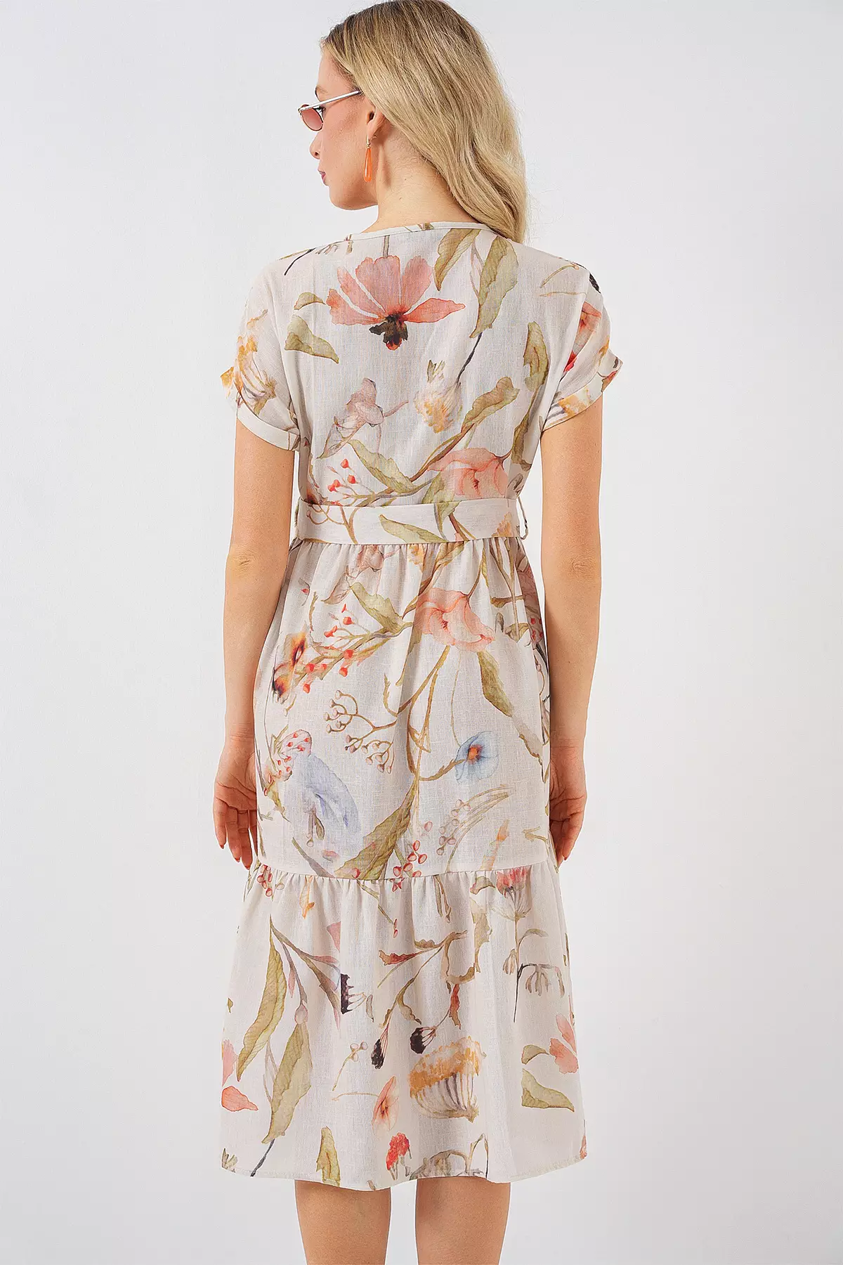 Printed Short Sleeve Shirt Dress