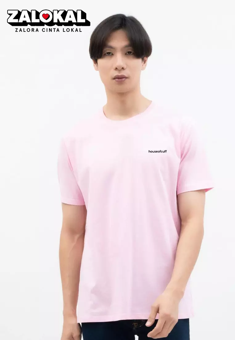 Kaos Polos Pria Premium Katun Combed Lengan Pendek Baby Pink
