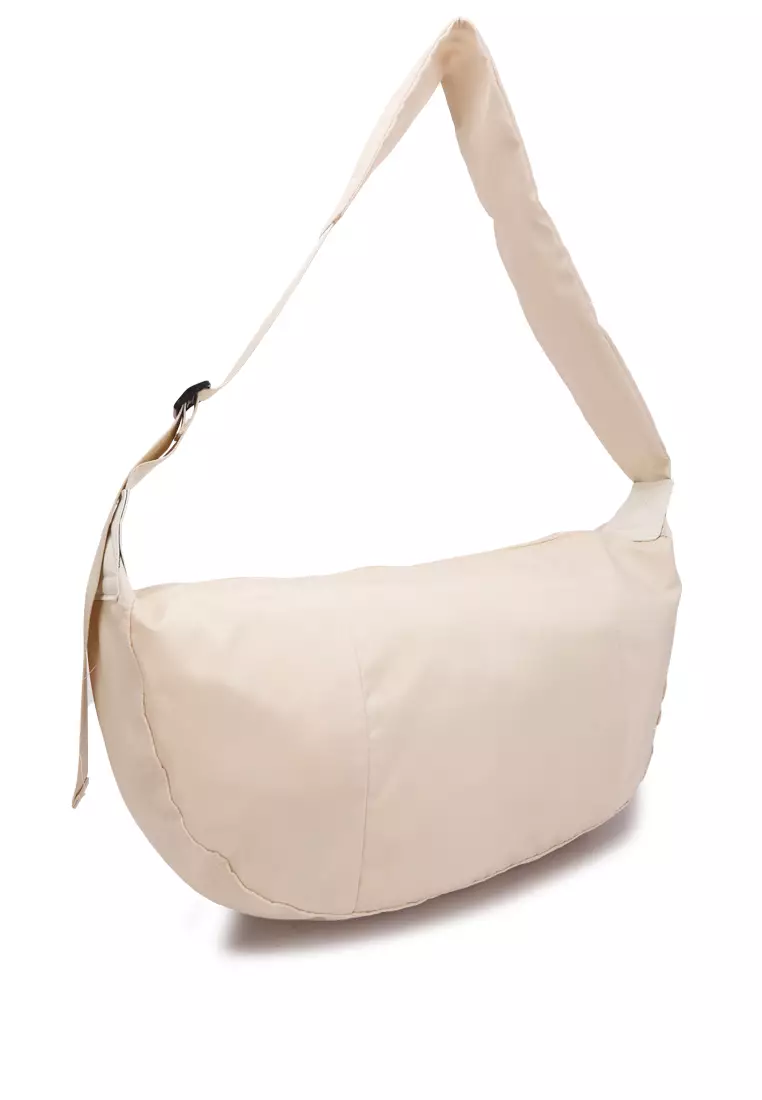 Nylon Hobo Bag With Adjustable Straps in White