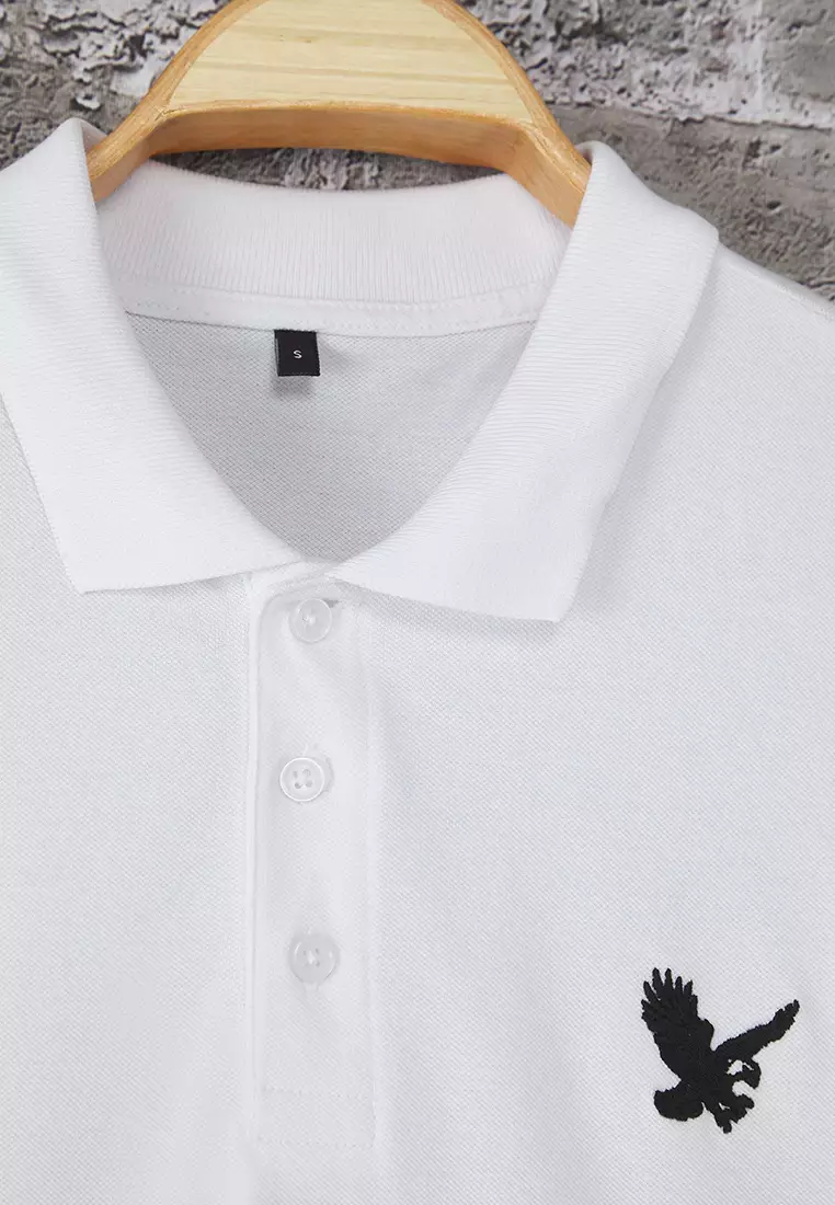 White Regular Cut Embroidery Detail Polo Neck T-shirt TMNSS25PO00017