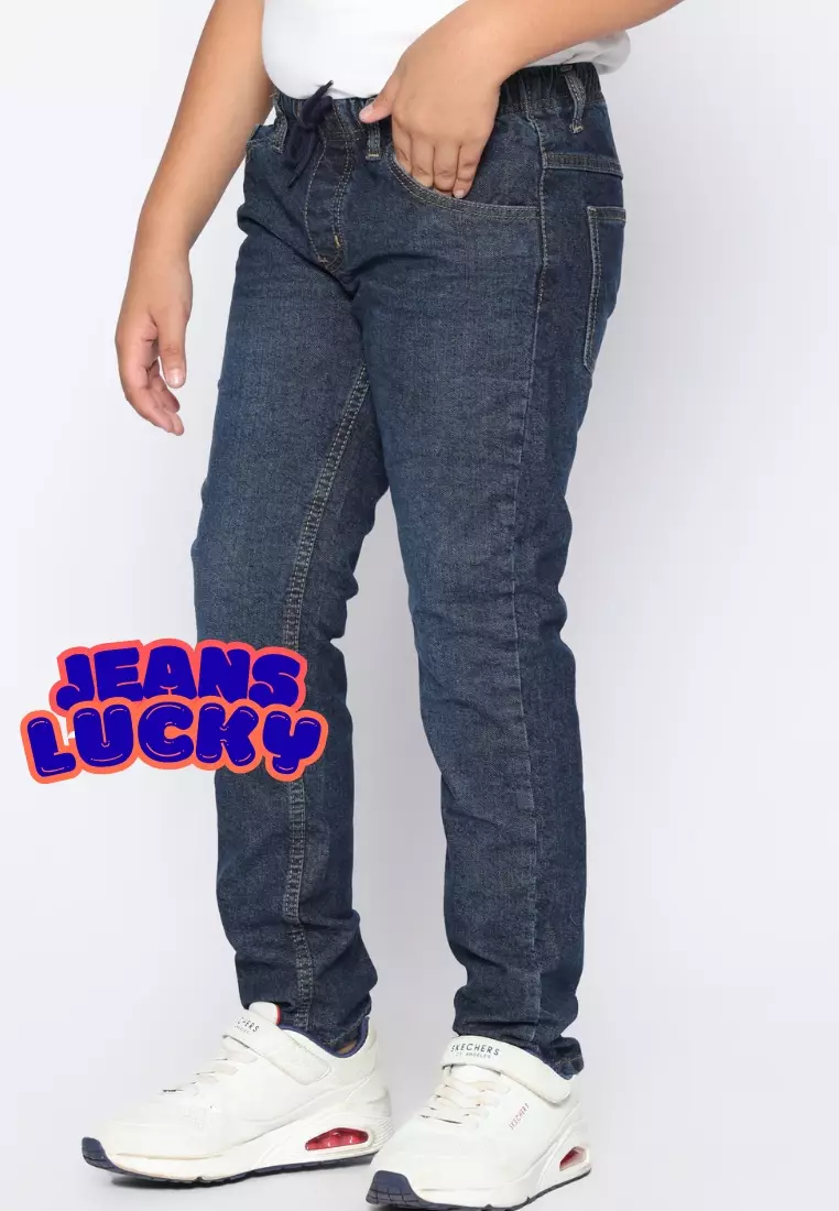 Celana Panjang Anak Laki & Perempuan Jeans Lucky Biru