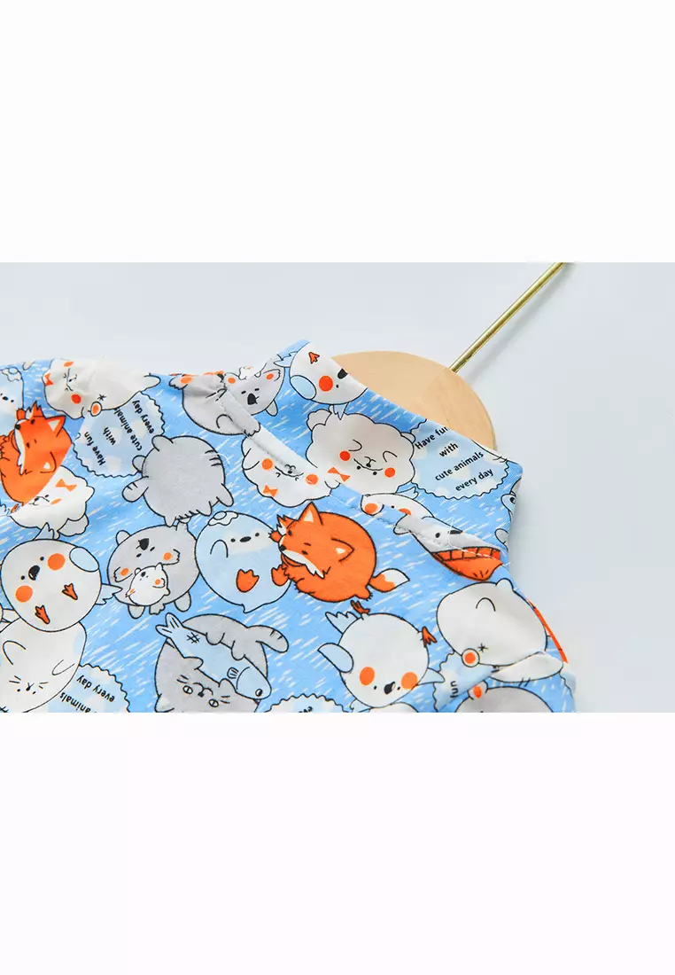 Purrfect Family Paws Baby Boy Blue Little Cats Cheongsam Romper Family Wear 0801