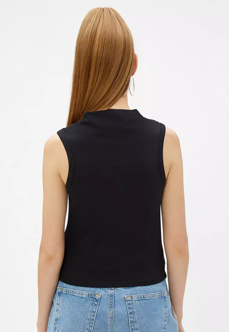 Jual KOTON Draped Tank Top High Collar Sleeveless Slim Cut Original ...