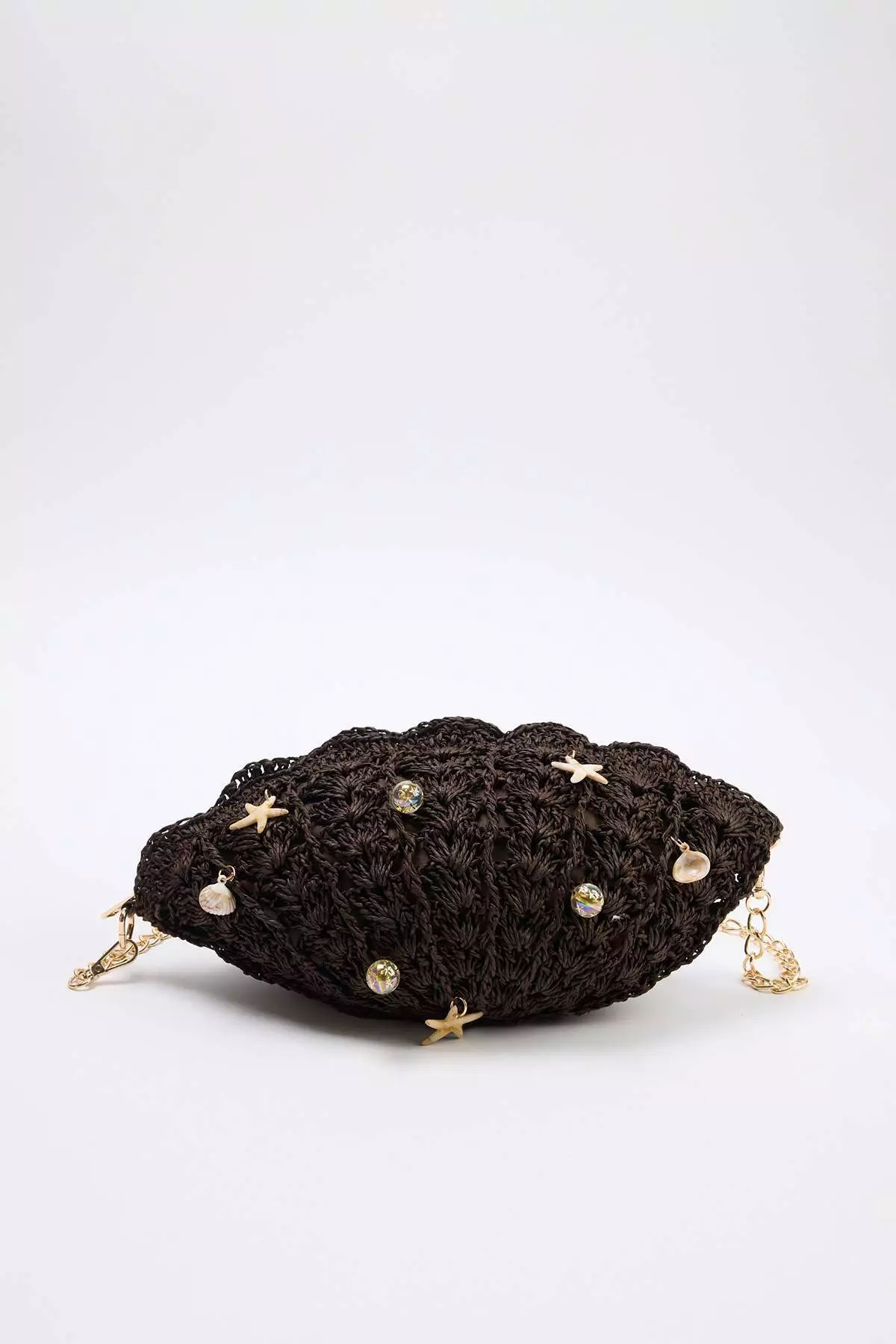 Dark Brown Straw Mini Size Women'S Shoulder Bag Takss26Oc00008