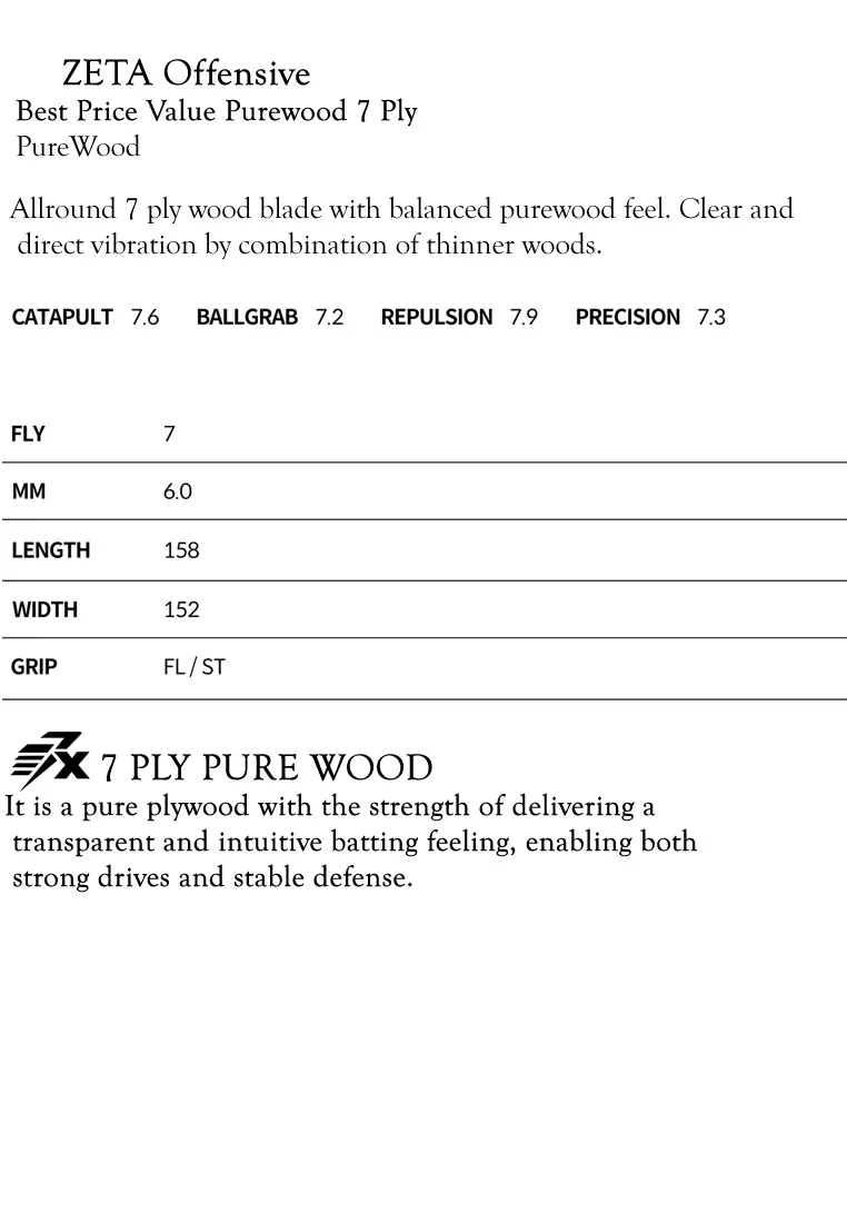 Zeta Offensive  Straight Racket Table Tennis 