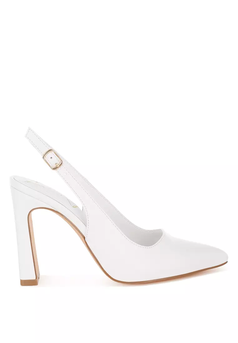 Discount on London Rag  shoes - SKU: Pointy Toe Slingback Pumps In White