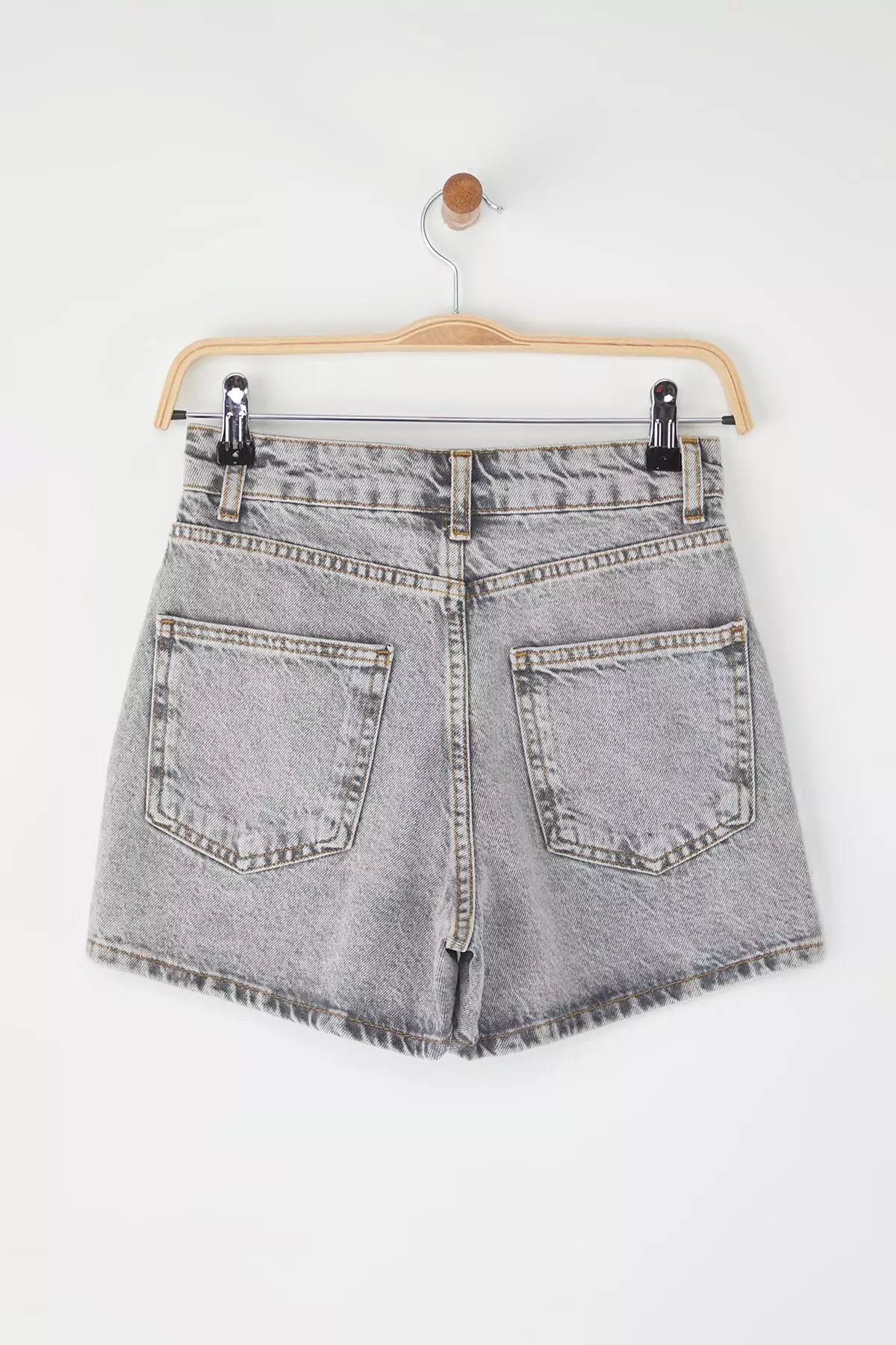 Grey High Waist City Boy Denim Shorts TWOSS23SR00199