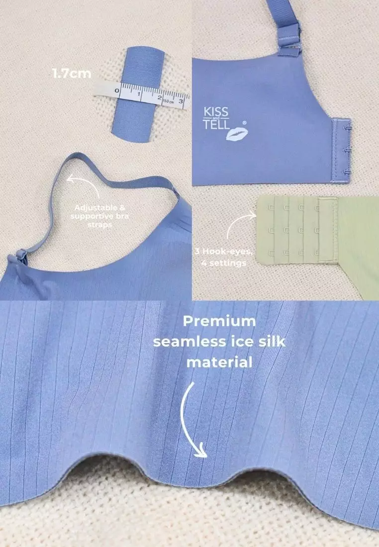 Premium Macie Scallop Seamless Wireless Padded Support Bra in Blue