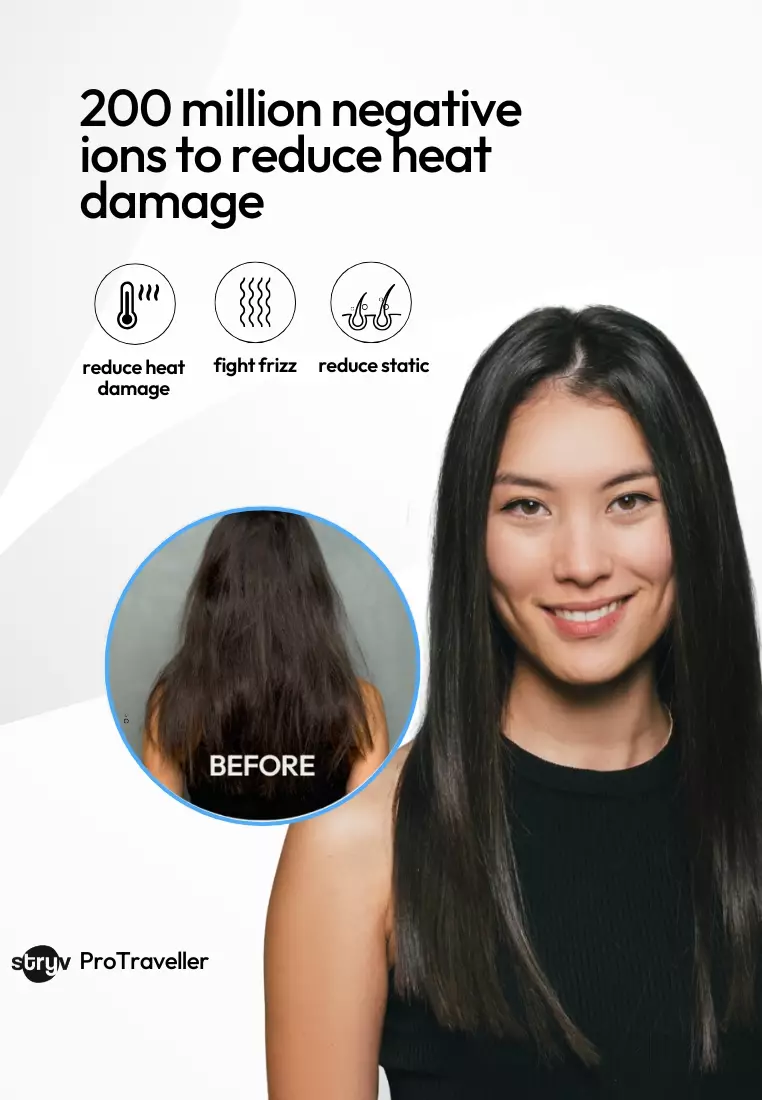 ProTraveller 吹風機 - 霧影黑 - 旅行友好 / 輕巧 / 快速乾髮 - 附贈 3 個旅行轉接頭