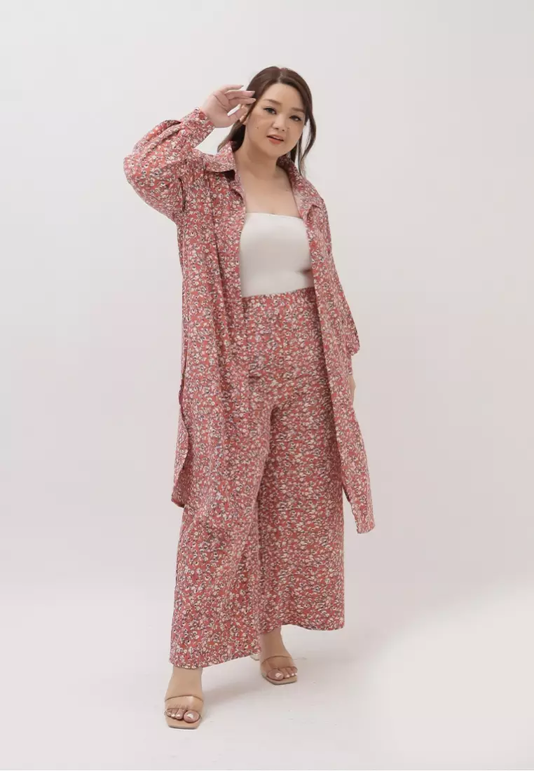 Plus Size Alya Set Floral Edition Coral