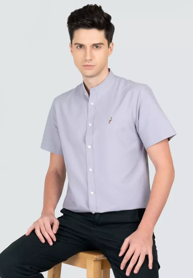 Polo Haus - Men’s Cotton Mix Signature Fit Mandarin Collar Short Sleeve MBSSE003