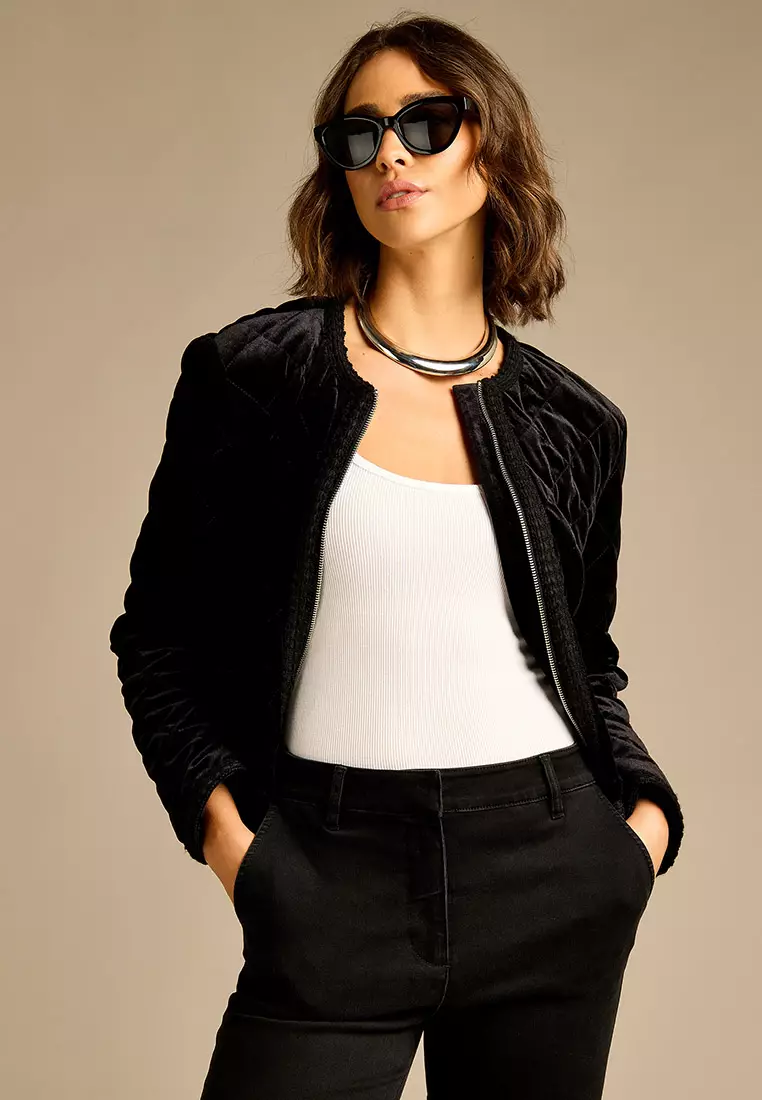 Buy GWD Ella Black Quilted Velvet Jacket 2025 Online | ZALORA
