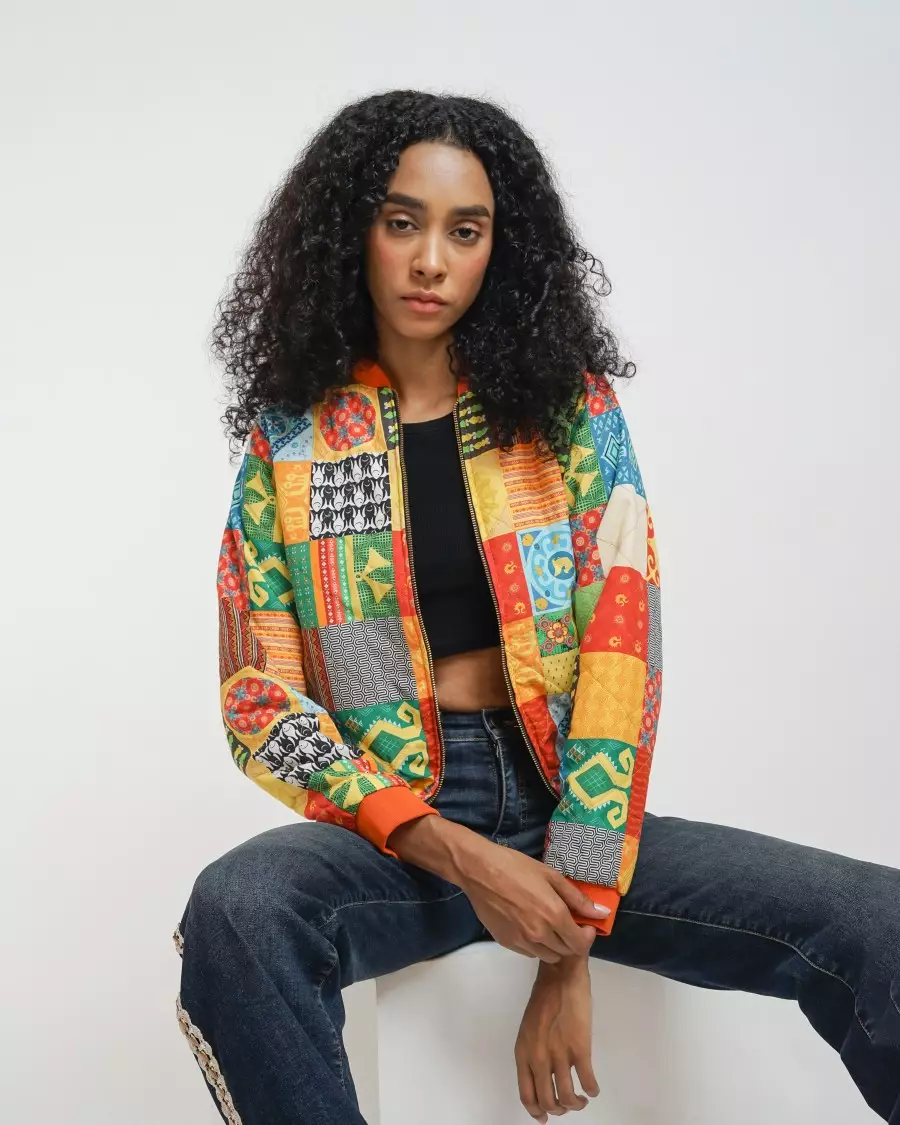 Patchwork Bomber Jacket