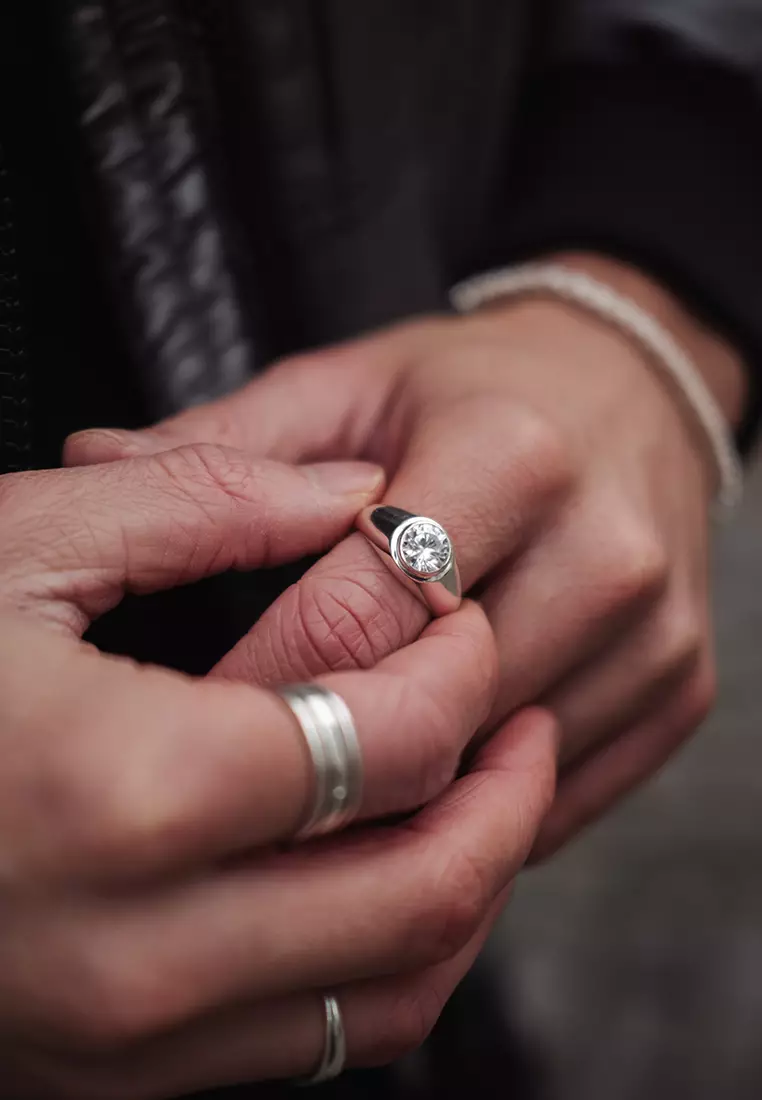 EXCLUSIVE Cincin Perhiasan Perak 925 Pria Cubic Zirconia