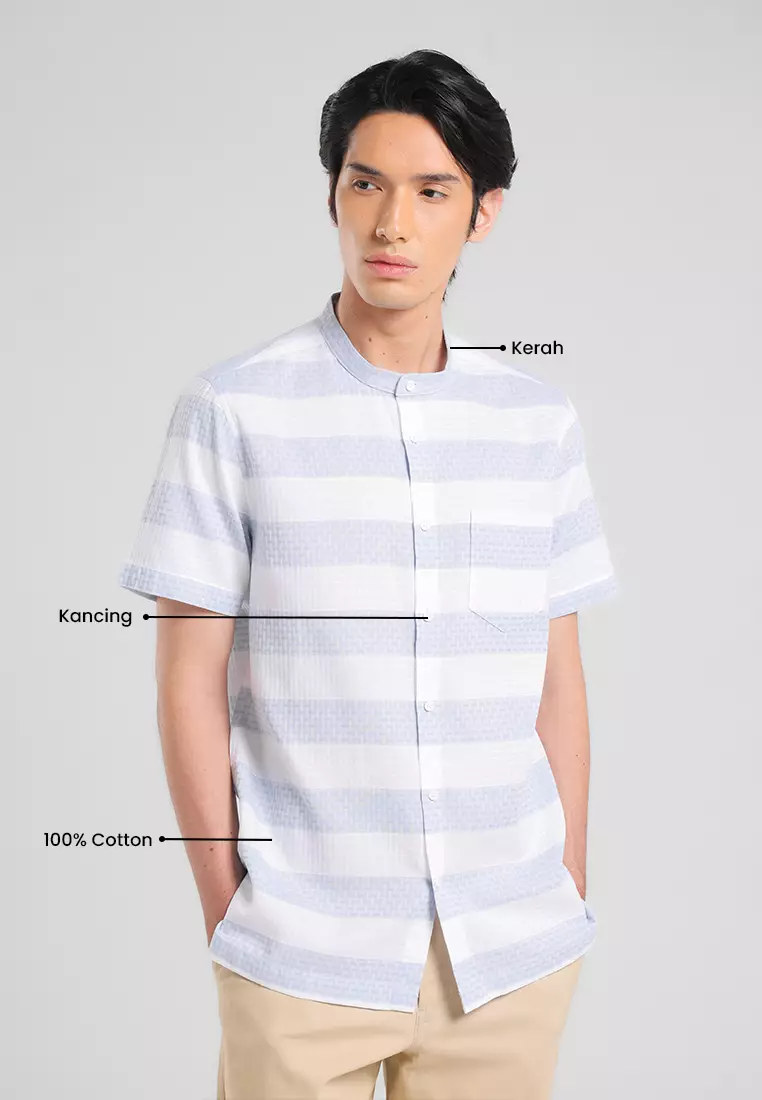 MANZONE X Adipati Dolken - Kemeja Koko Shanghai Lengen Pendek Ghaffar Comfort Fit - White Warna White