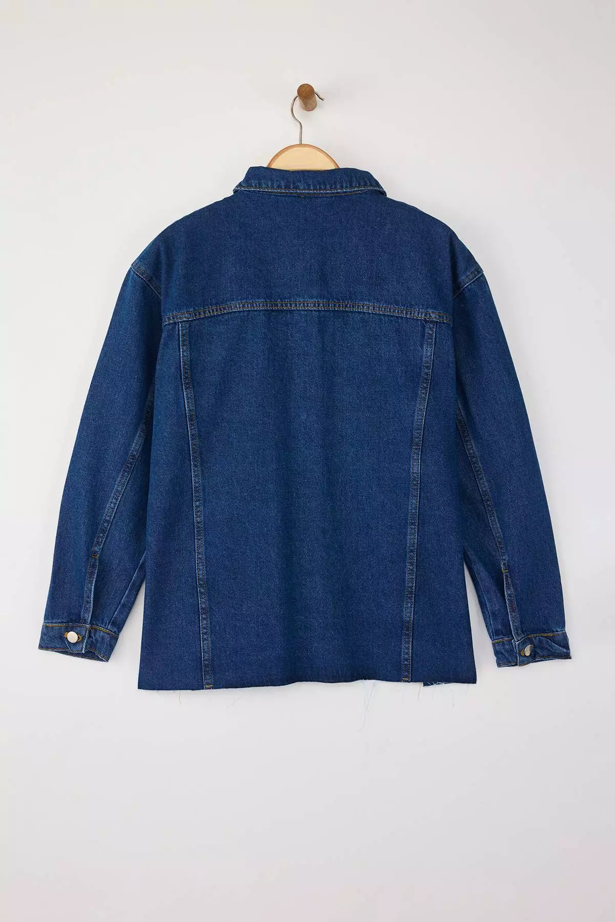 Blue Embroidery Detailed Oversize/Wide Fit Plus Size Denim Jacket Tbbaw26Ag00003