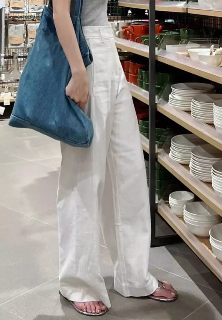 New Elegant Causal Loose White Pants K043002