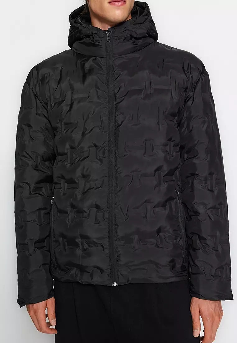 Textured Puffy Winter Jacket