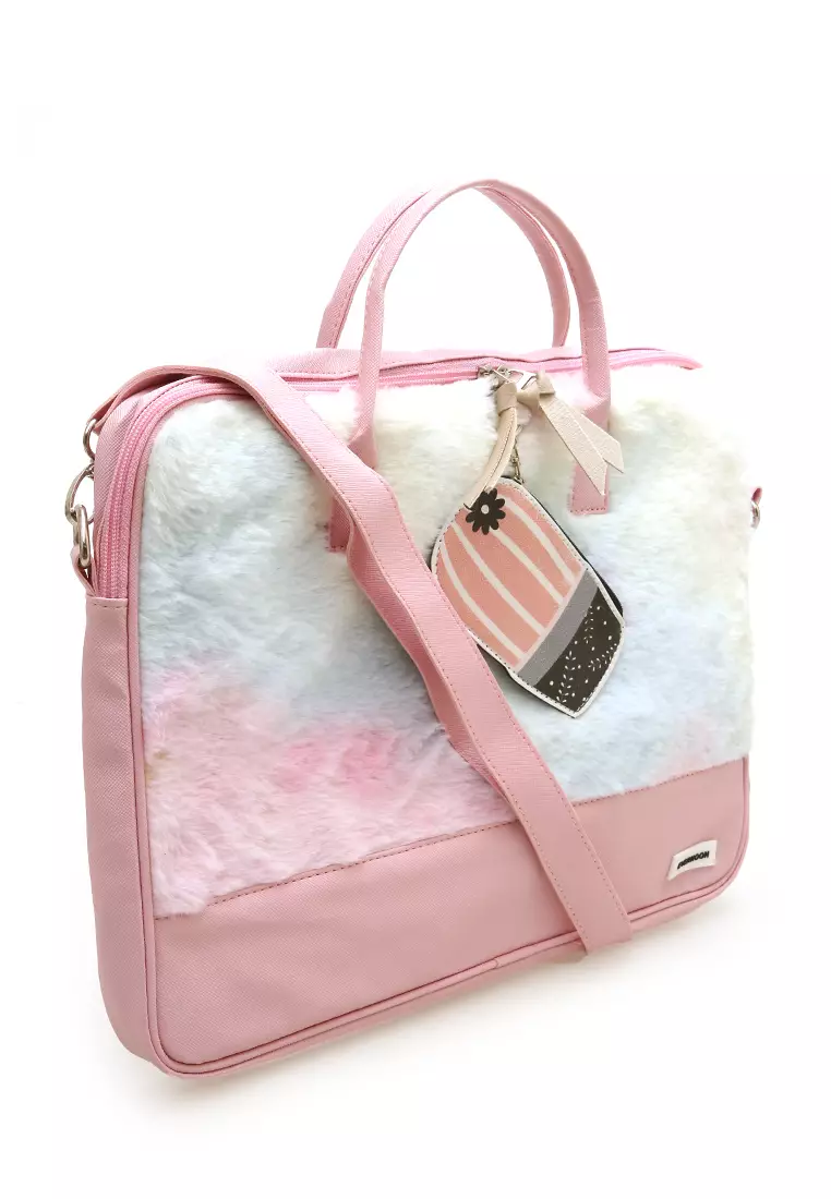 Shania Laptop SlingBag Fluffy Purple Pink With Mini Pouch - Pink 4 Cactus