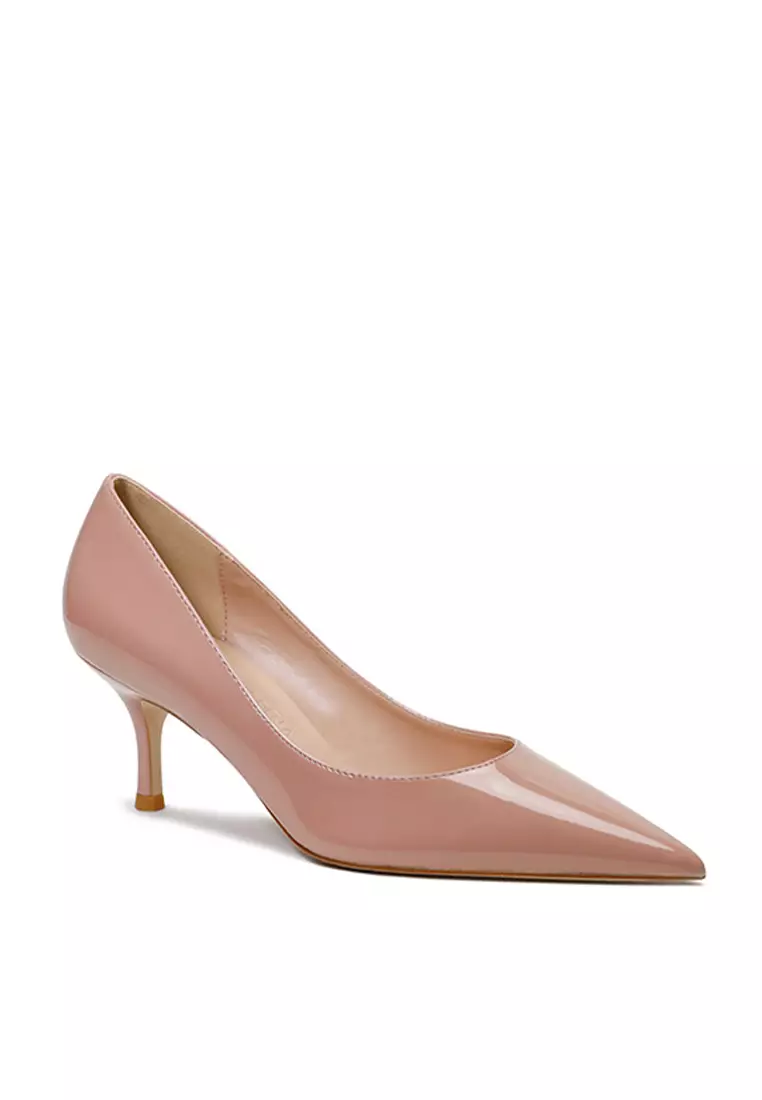 6CM Faux Patent Pointed Pumps Heels Shoes HZL262