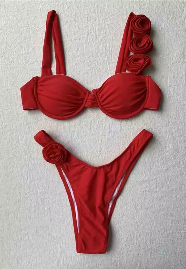 LKL25054 European Lady Bikini Swimwear  Red