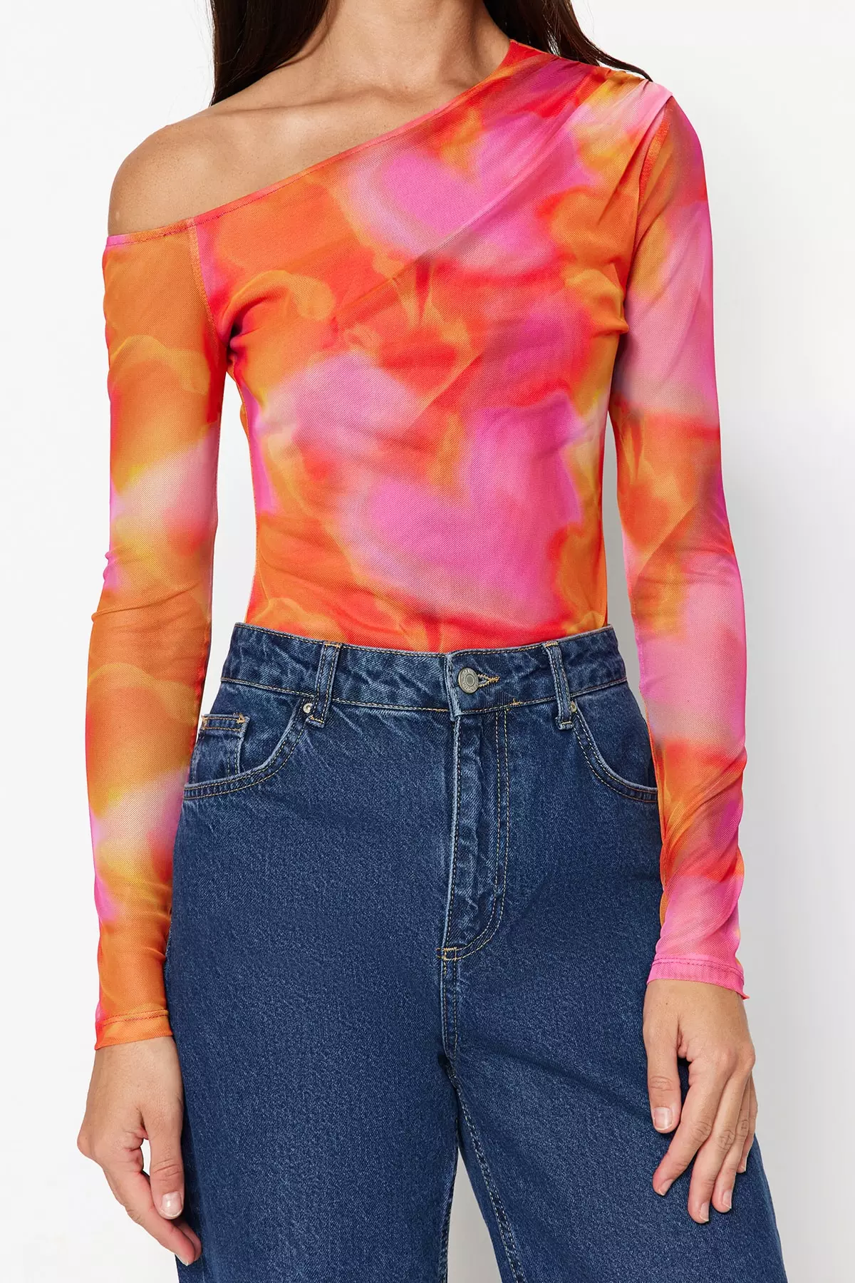 Patterned Tulle Knitted Bodysuit