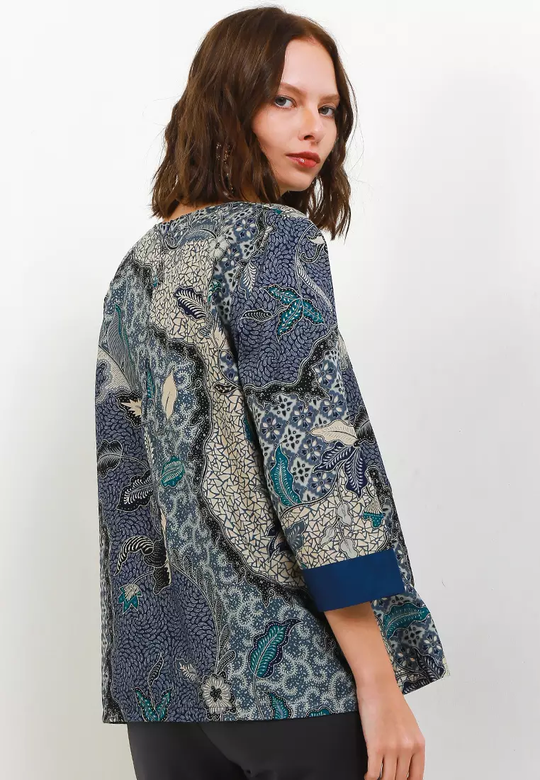 Iona Blouse Batik Katun Trikot Lengan Panjang 7/8