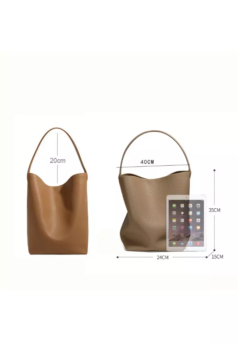 Row Leather Bucket Tote Bag