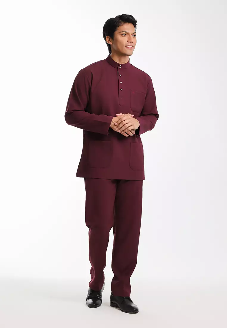 Alain Delon Baju Melayu Cekak Musang Dewasa - 19026002-78Bergundy