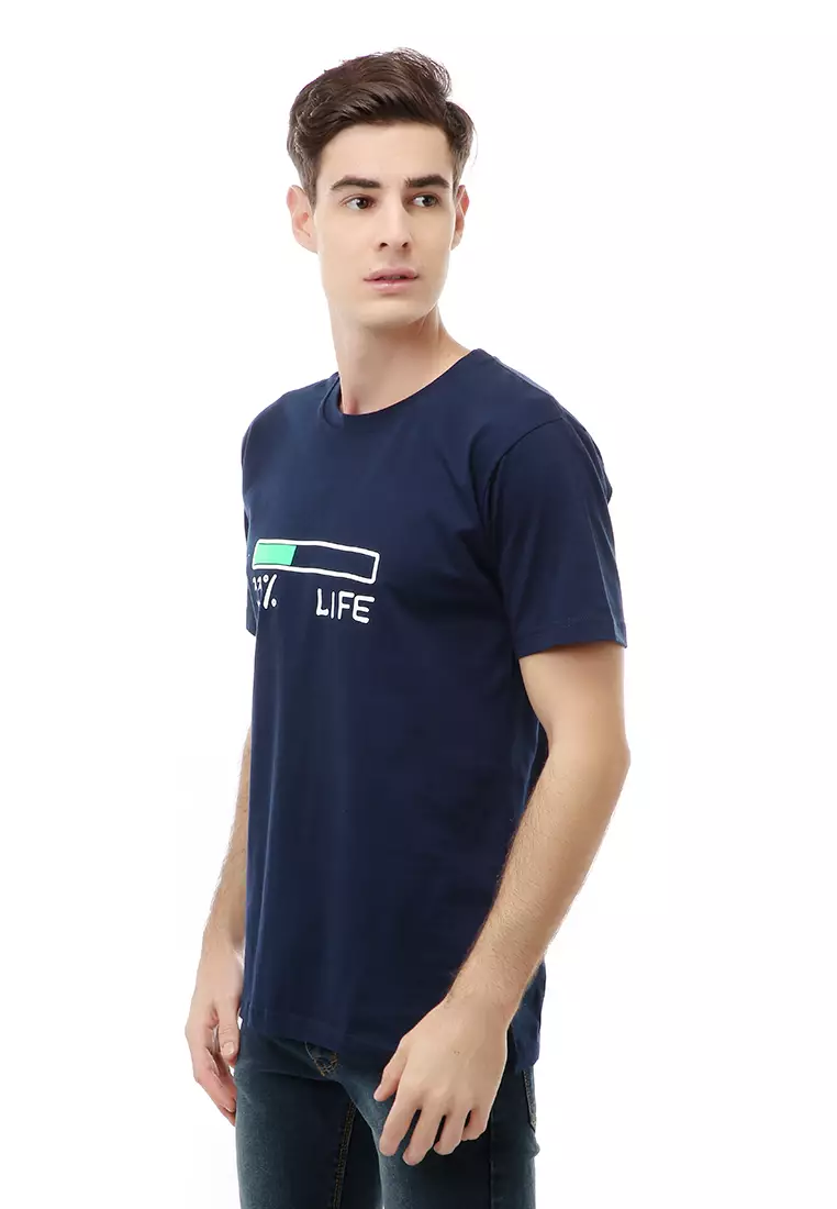 Jack T-Shirt Atasan Kasual Kaos Pria Life Lengan Pendek Material Cotton ORIGINAL - Navy