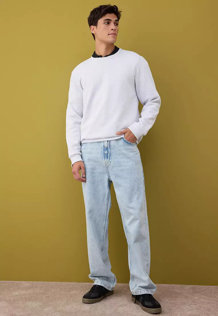 Black-Navy-Grey Melange 3 Pack Regular/Regular Cut Basic Fleece Inside Sweatshirt Tmnaw26Sw00006